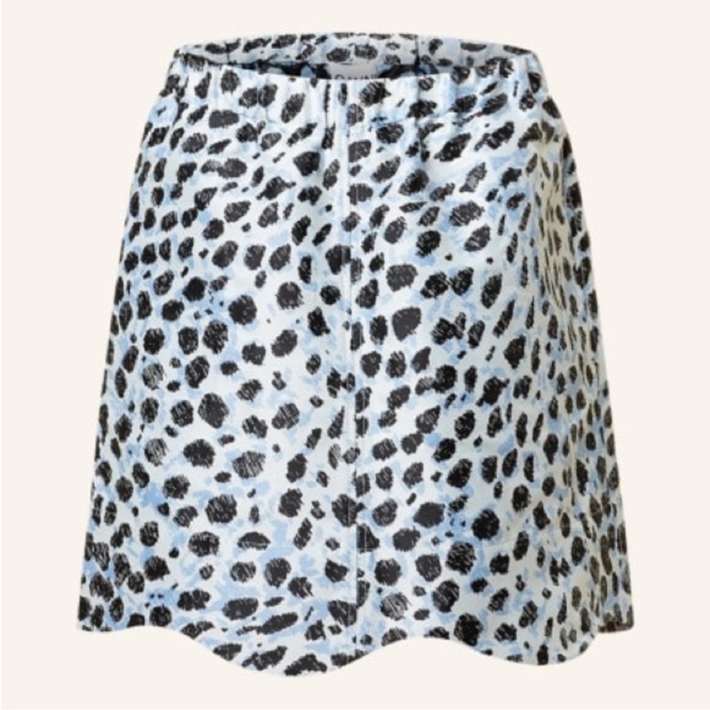 Ganni Leopard Print Skirt in Black and Blue